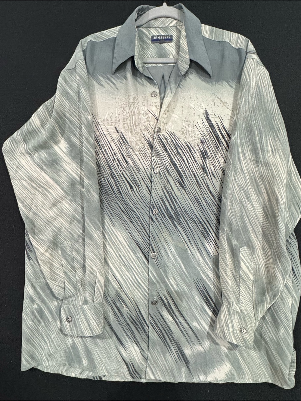 VTG Y2K Button-Down in Gray and Black Brushstroke